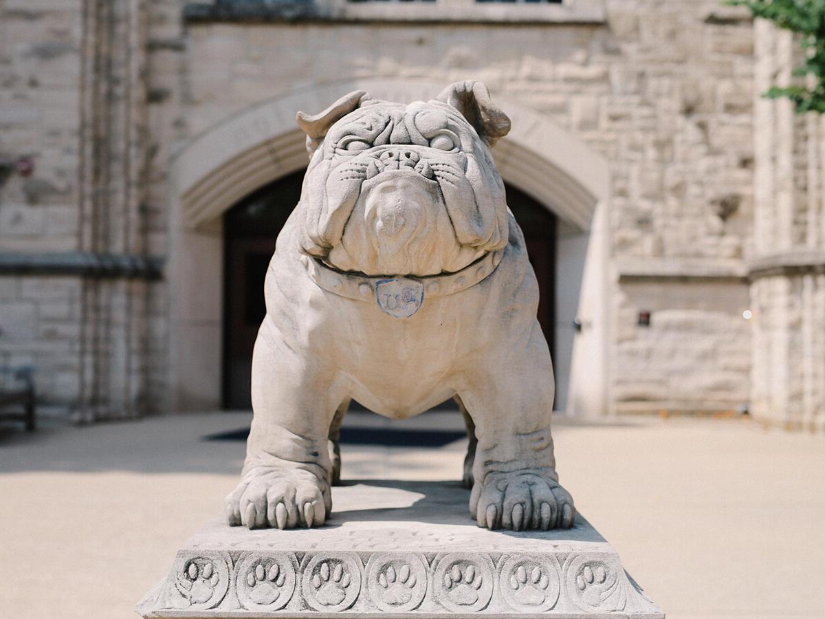 Butler bulldog statue on campus